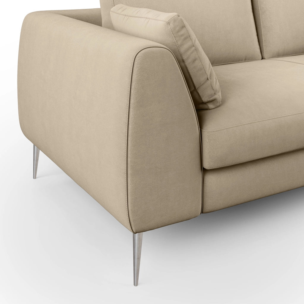 Plano Divano moderno in microfibra tecnica smacchiabile T11 196 cm tortora
