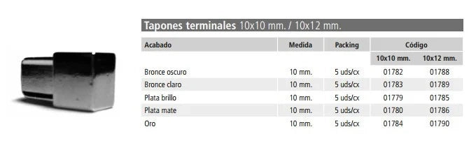 Tappo terminale per listelli fus ion 10x10 bronzo chiaro