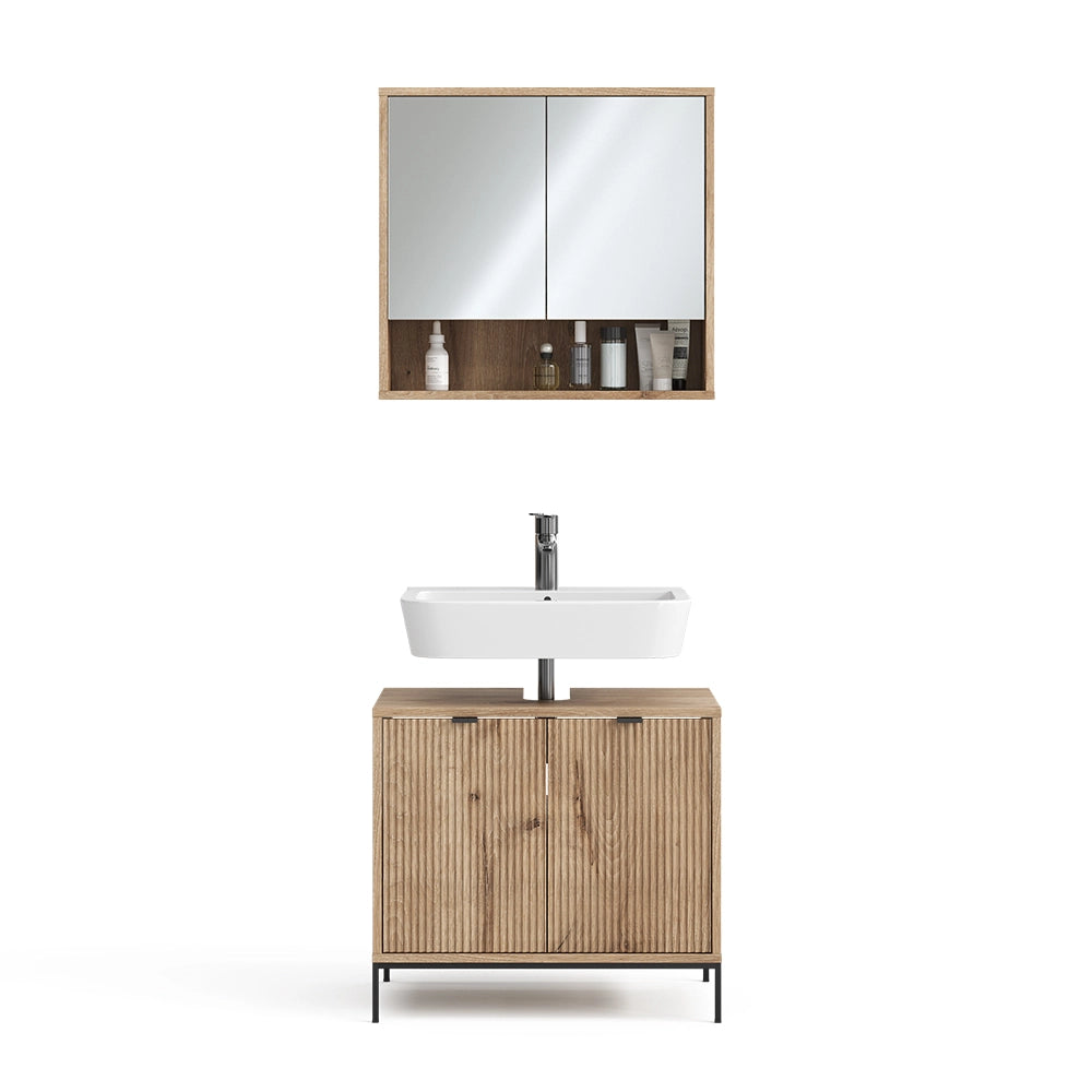 Vicco Set di mobili da bagno Quercia vichinga 2 parti