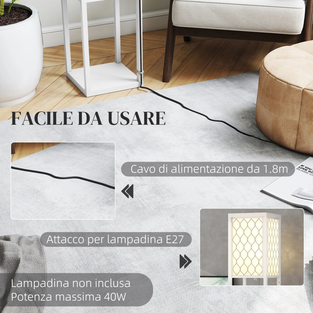 Lampada da Terra con Mensole ¨C Xylo ¨C 3 Ripiani, E27, Bianco, 26x26x160 cm