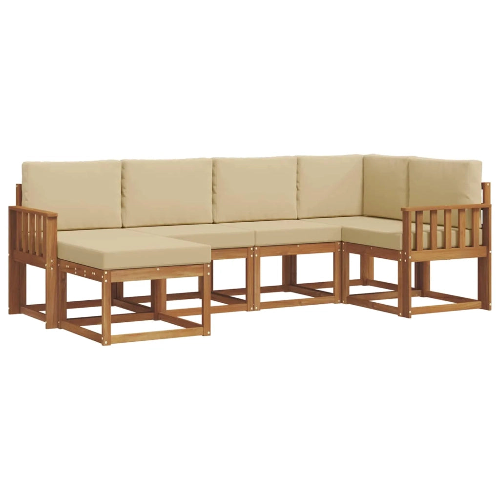 Set di divani da esterno con cuscino 6 pcs Naturale e Beige 3366636