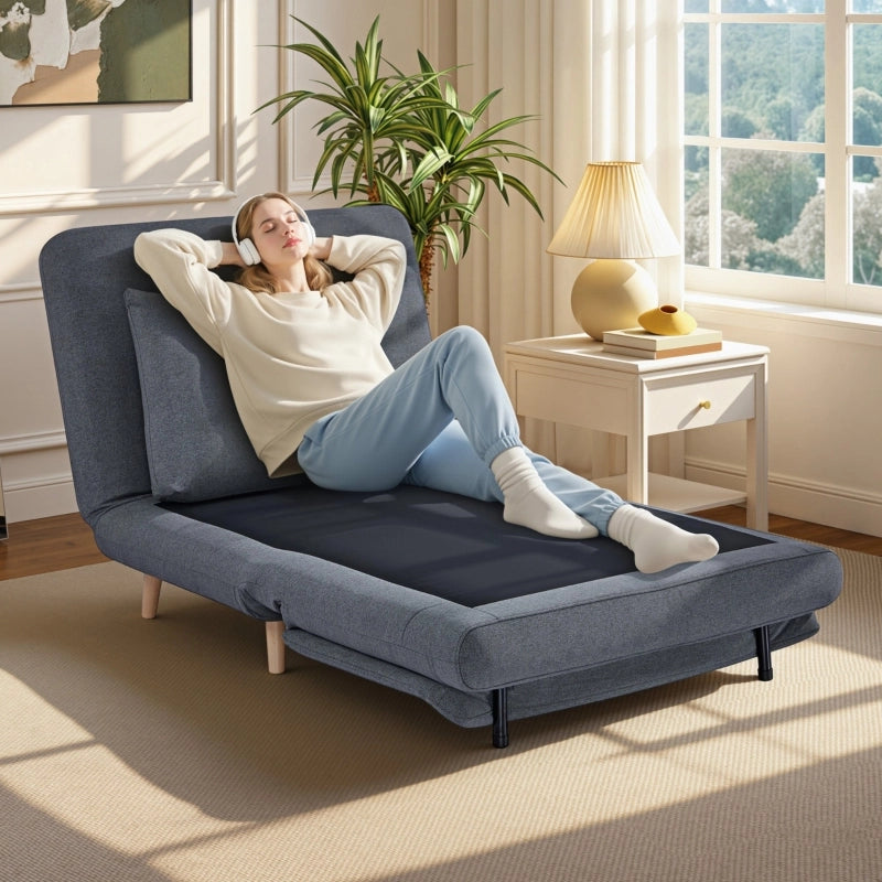 Poltrona letto 3 in 1 convertibile con schienale regolabile, grigio