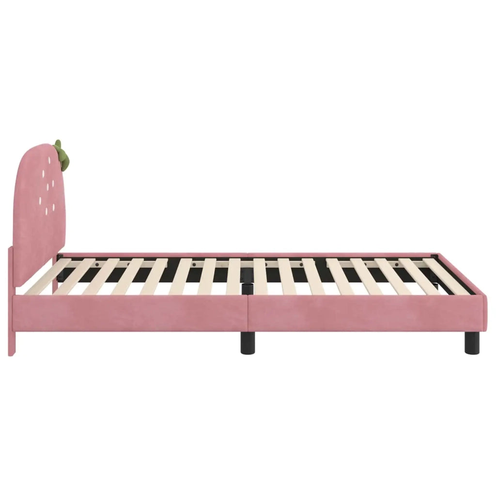 Struttura letto bambini con testata-Giroletto per bambini Rosa 80 x 200 cm Velluto 928312