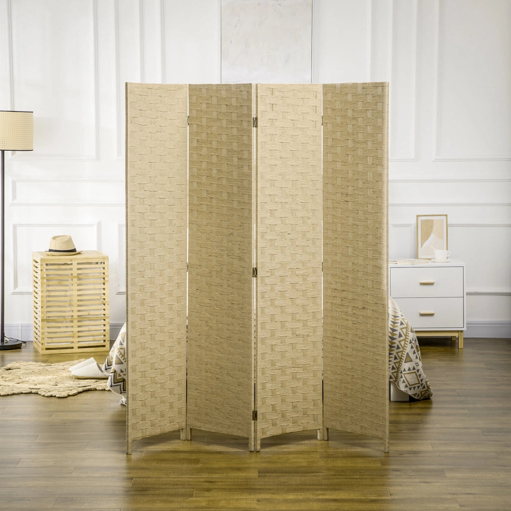 Paravento Separ¨¦ da Interno a 4 Ante in Legno, Pieghevole e Salvaspazio Altezza 170cm, Marrone