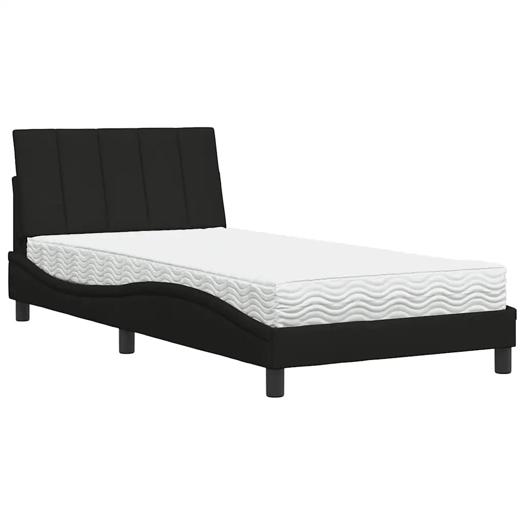 Letto con Materasso Hanko Nero 100x200 cm in Tessuto 3310512