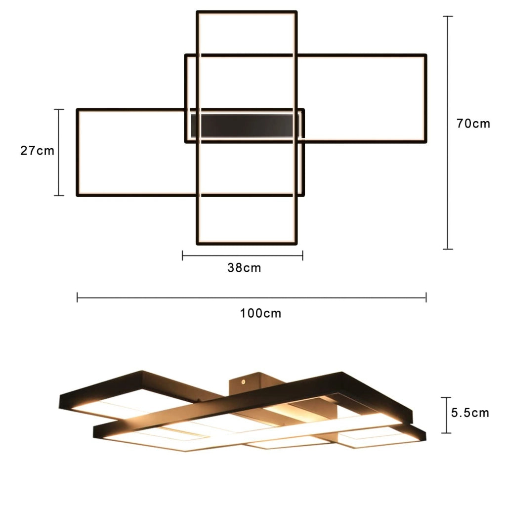 ZMH Lampada da soffitto LED moderna geometrica rettangolare 100cm per soggiorno camera