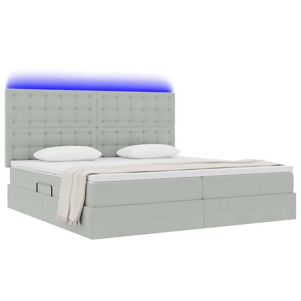 Letto con contenitore e LED Grigio chiaro 200 x 200 cm Velluto 3372807