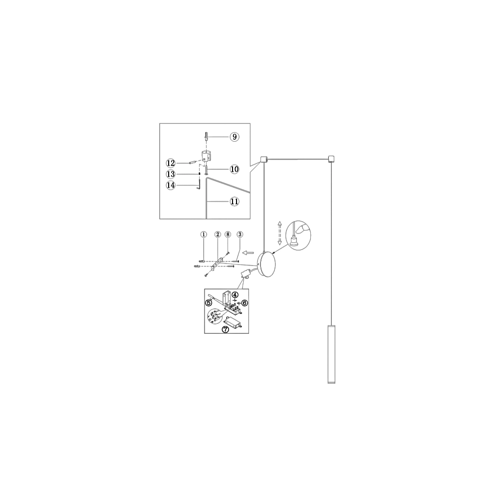 Lampada a sospensione decentrata Prado Ottone - Fabas Luce - LED 6,5W dimmerabile - Montaggio con decentramento