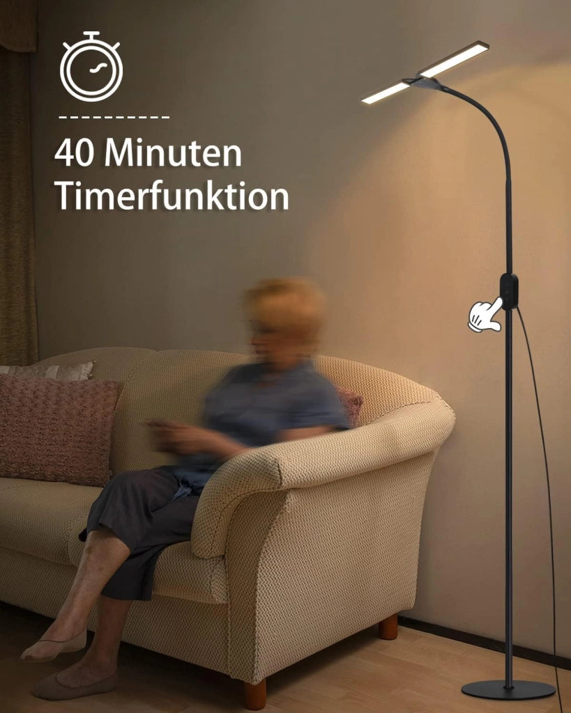 ZMH Lampada da Terra LED Nero 9W 158cm Dimmerabile Timer Memoria per Studio Camera