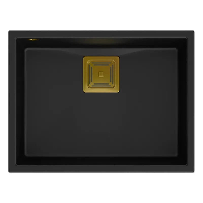 Lavello In Granito David 50 Black Tappo rame spazzolato