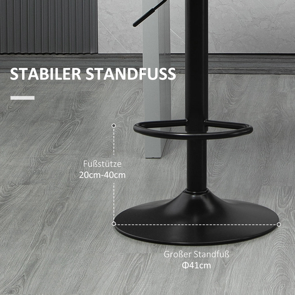 Set 2 Sgabelli Regolabili Stile Retr¨° ¨C Xylo ¨C Ecopelle Effetto Lino Grigio e Nero