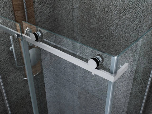 Box doccia scorrevole con anta fissa in cristallo 8mm H.195cm FLUIDA 90x100 cm,Flacone anticalcare escluso
