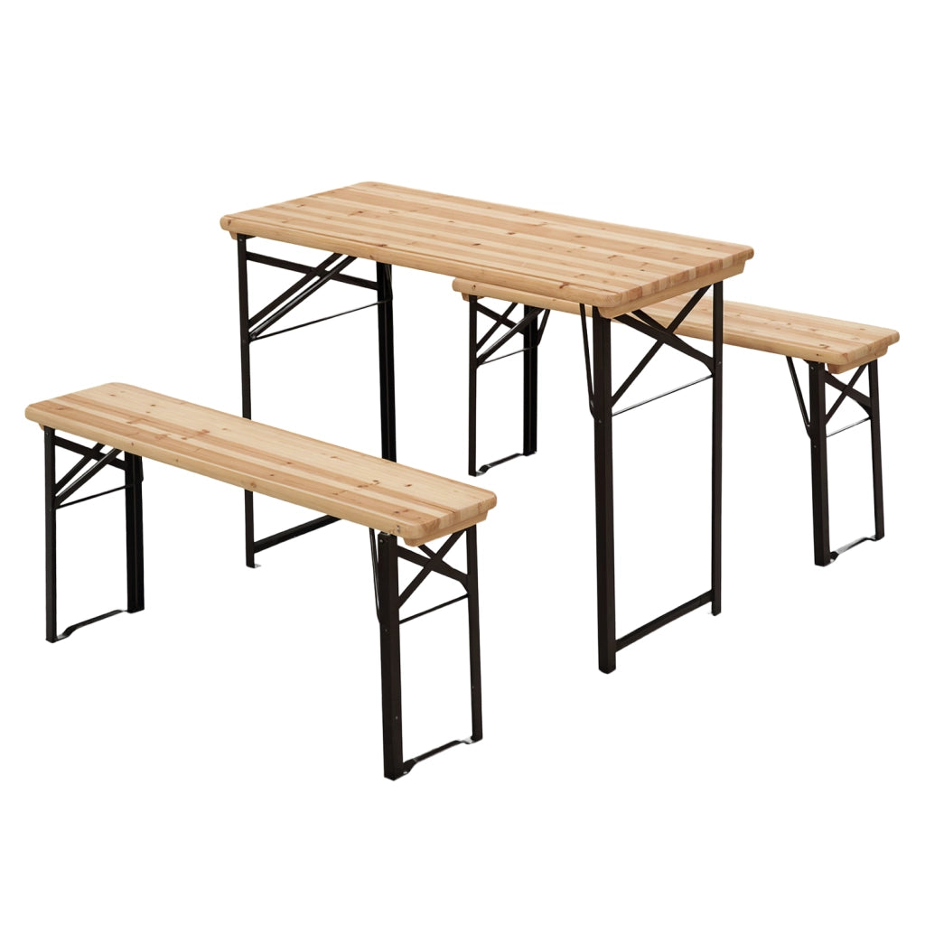 Tavolo da Picnic Pieghevole con 2 Panche ¨C Minimal ¨C Legno Massello Nero