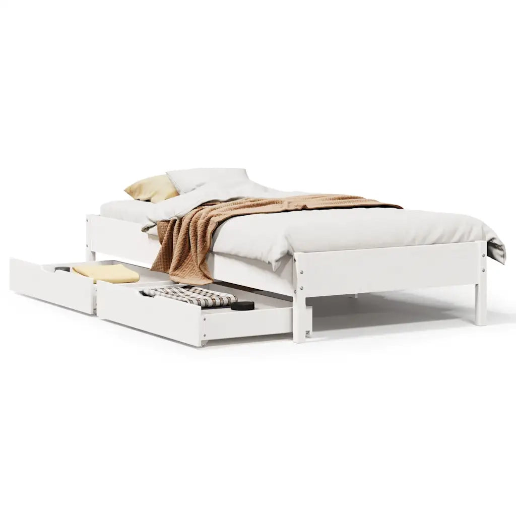 Letto senza Materasso-Struttura Letto Bianco 90x190 cm in Legno Massello Pino 721353