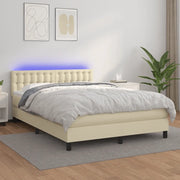 Giroletto a Molle con Materasso e LED Crema 140x200 cm 3134227