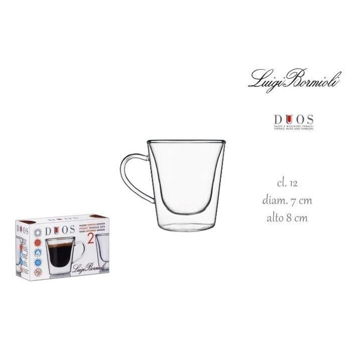 Luigi Bormioli 1441 Tazze da Caffe' Espresso Vetro Termico Doppia Parete Set da 2 pezzi 120 ml