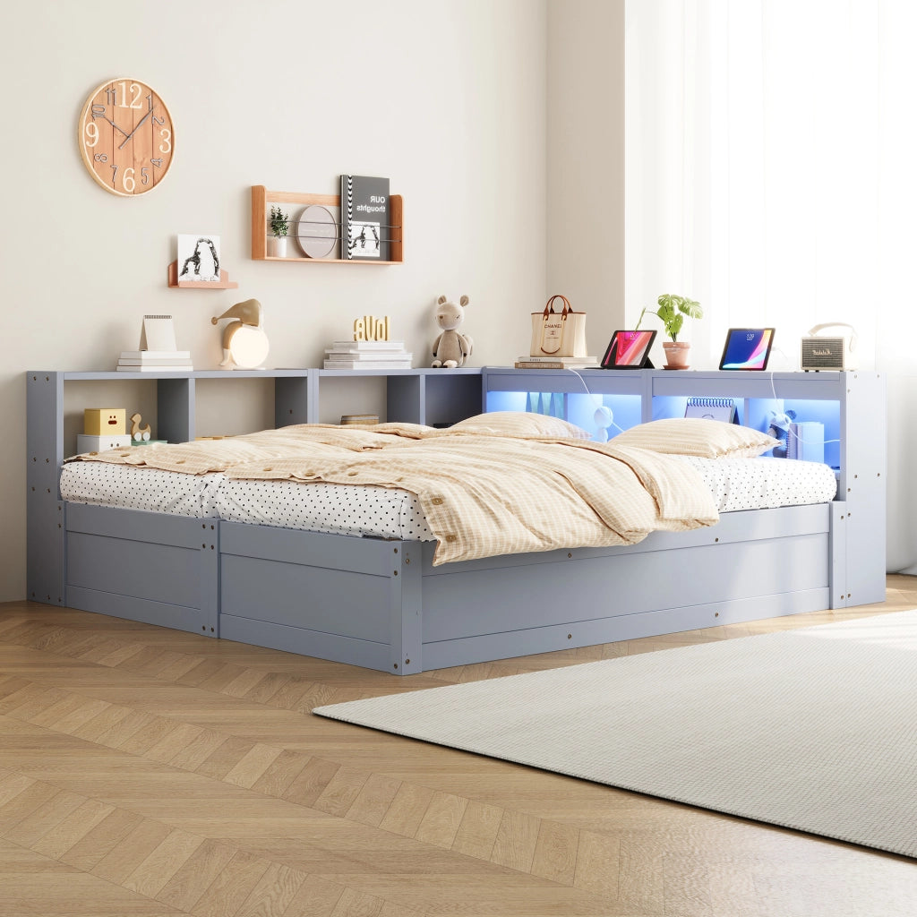 Letto Estraibile 90/180 x 200 cm; 2 Posti; con LED; prese e contenitore