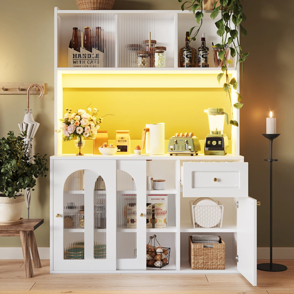 Mobile Buffet con LED e Ripiani Regolabili ¨C MINIMAL ¨C Bianco