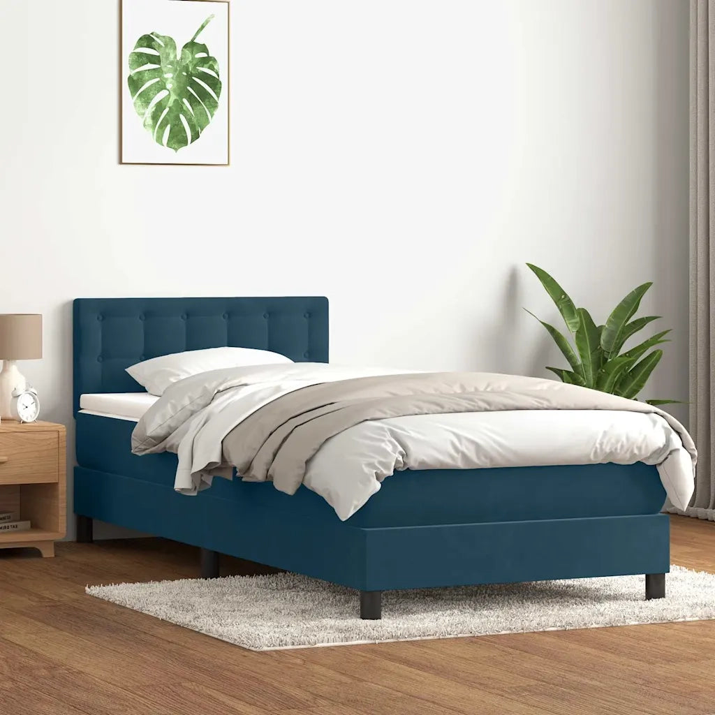 Letto a Molle con Materasso e LED Blu Scuro 80x210 cm Velluto 3317245