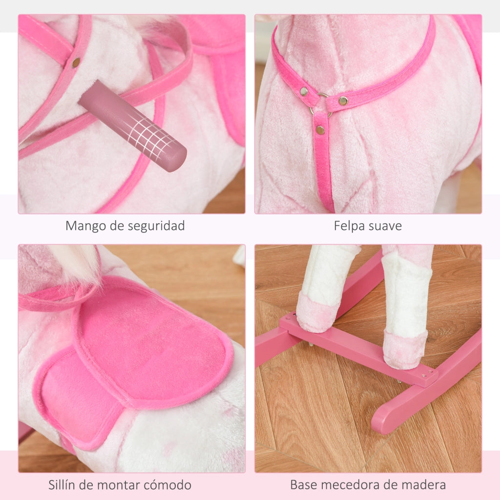 Cavallo a Dondolo per Bambini ¨C Zephmum ¨C 74x28x65 cm Rosa