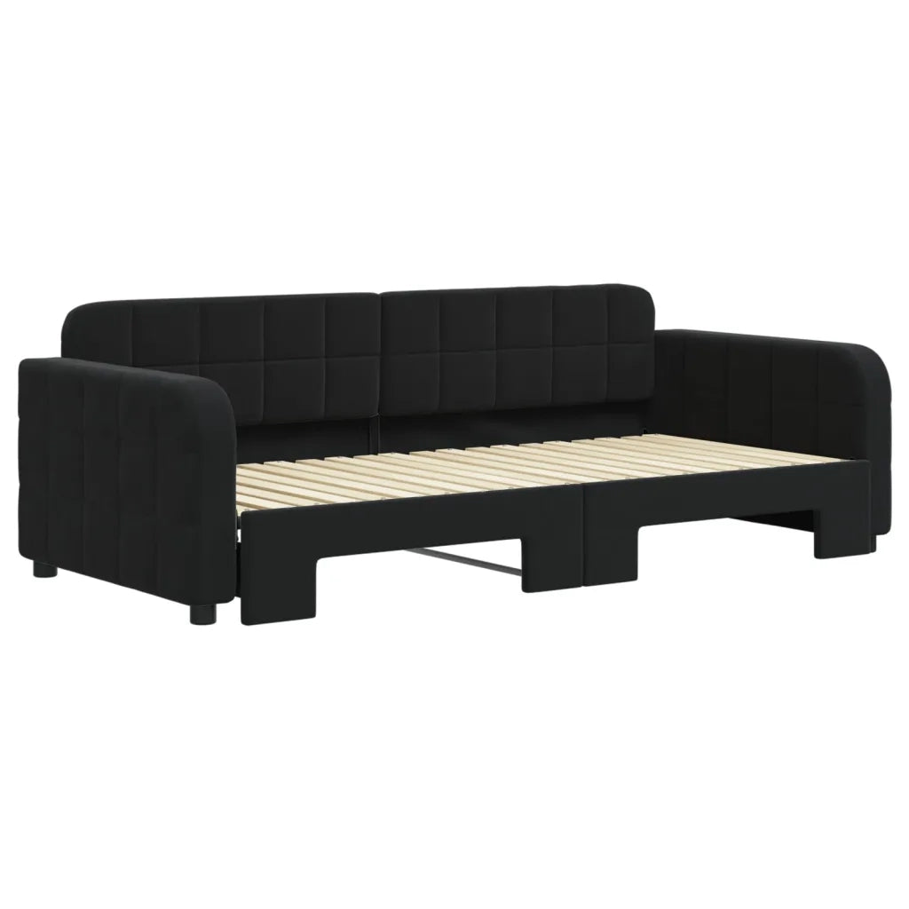 Divano letto | Sof¨¤ letto | Letto singolo Estraibile Nero 90x190 cm in Velluto