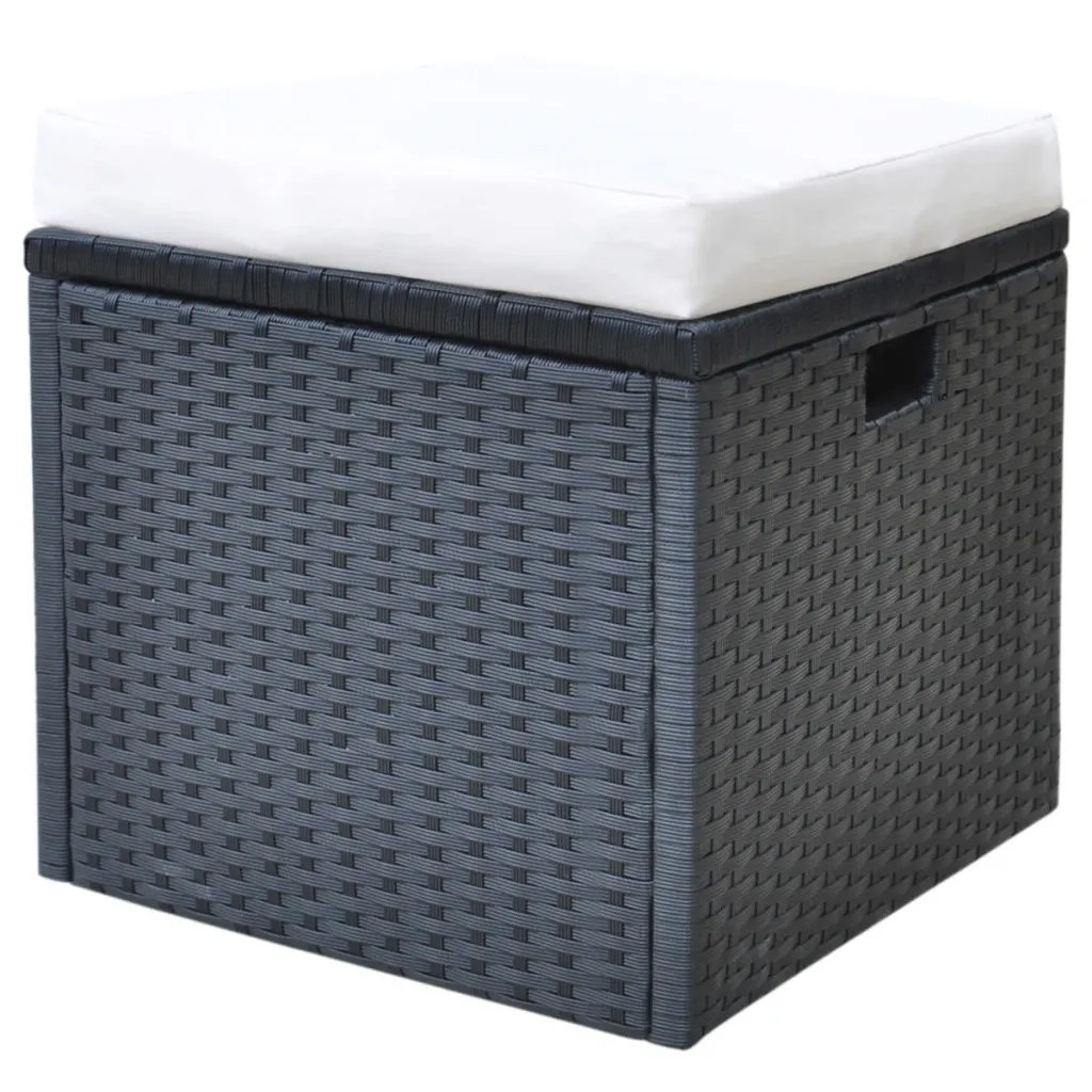 Set da Pranzo da Giardino 6 pz con Cuscini in Polyrattan Nero 42643
