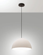 Lampada a Sospensione Carola Ø360mm E27 10W, Struttura in Metallo e Plastica Vegetale, Colore Bianco, IP20, Classe 1 - Carola Design