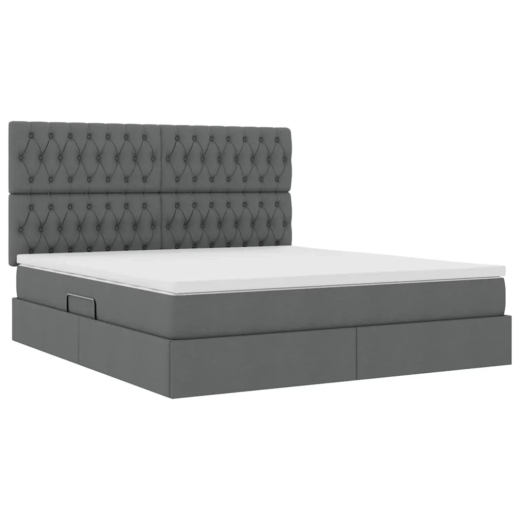 Letto con contenitore e LED con led Grigio scuro 160 x 200 cm