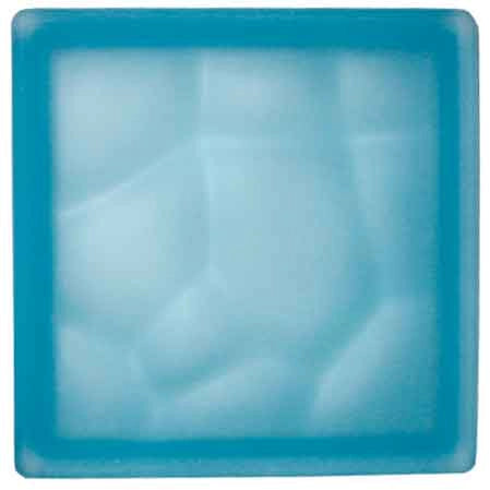 VETROMATTONE ONDULATO CELESTE SATINATO 19x19x8 cm - 6 pezzi