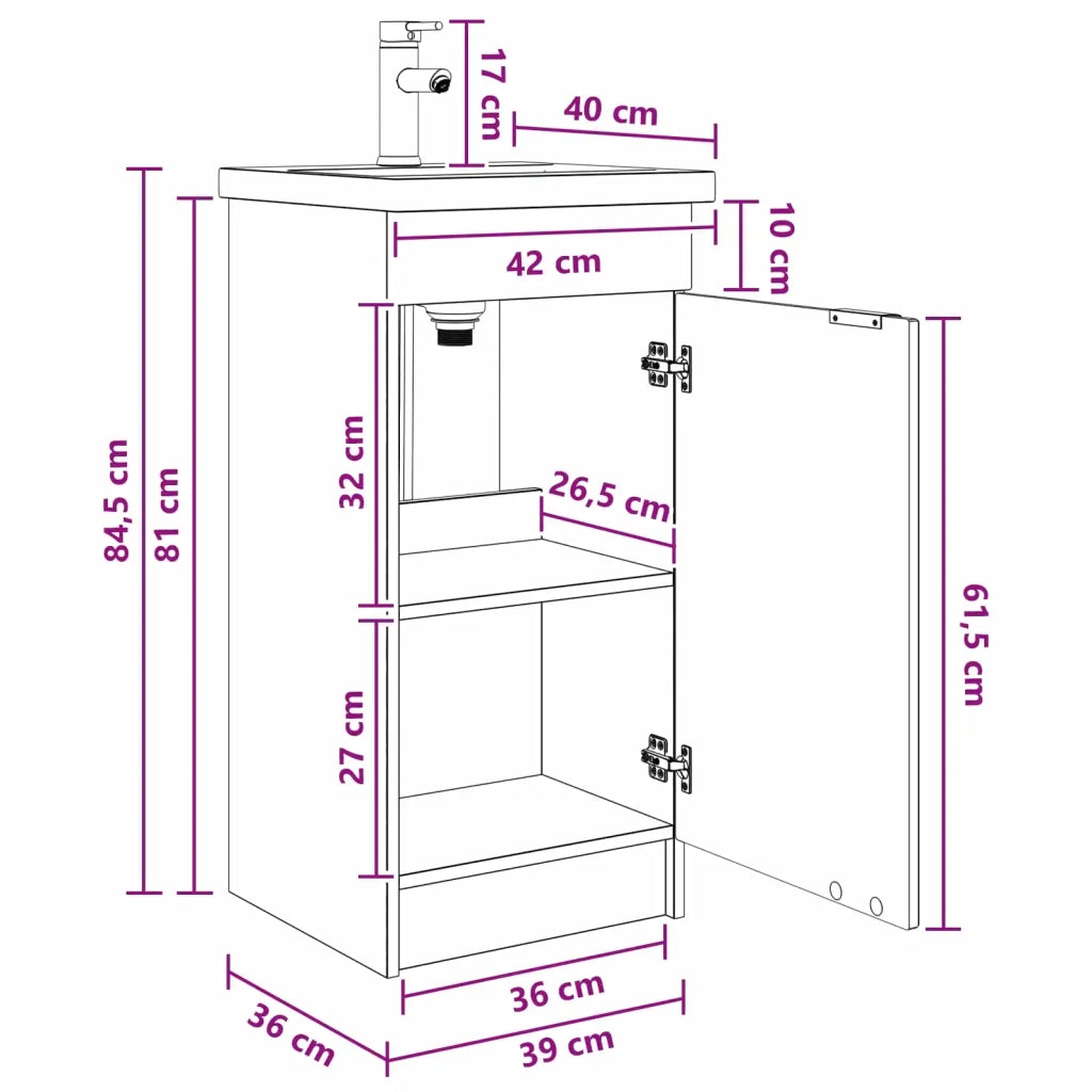 Mobile da bagno con lavabo Bianco 42 x 40 x 84,5 cm 890084