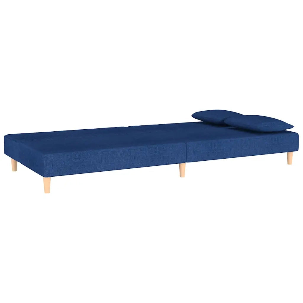 Divano letto | Sof¨¤ letto | Letto singolo a 2 Posti con 2 Cuscini Blu in Tessuto