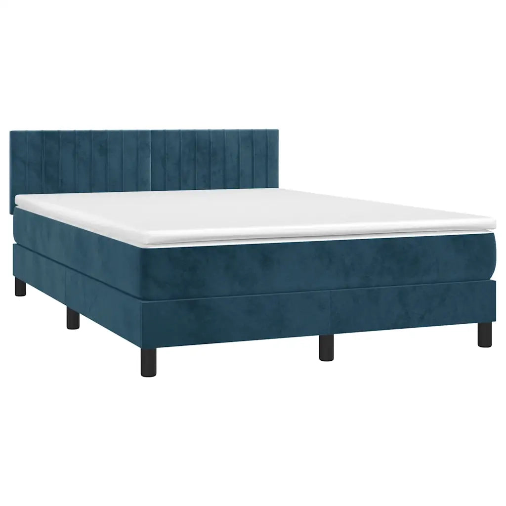 Giroletto a Molle con Materasso Blu Scuro 140x200 cm in Velluto 3141429