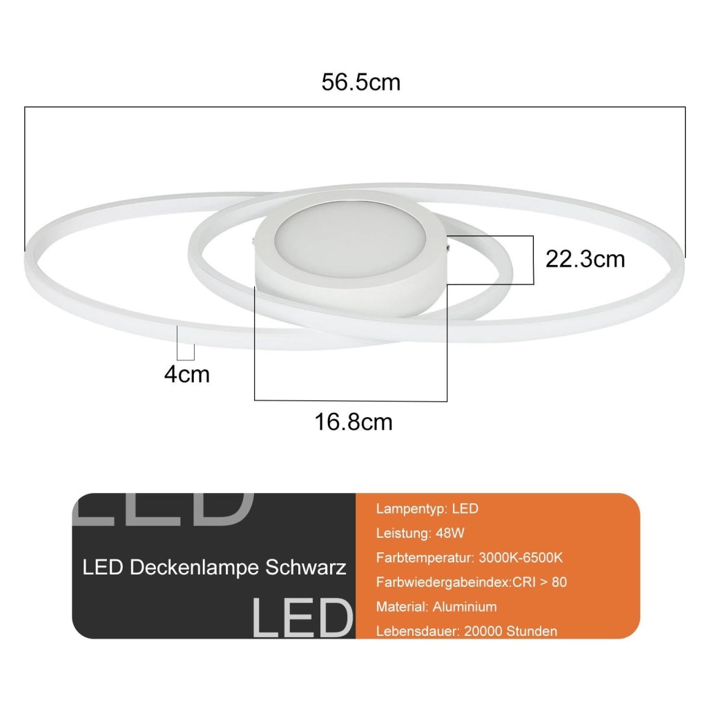 ZMH Lampada da soffitto plafoniera LED moderna dimmerabile 48W telecomando per corridoio