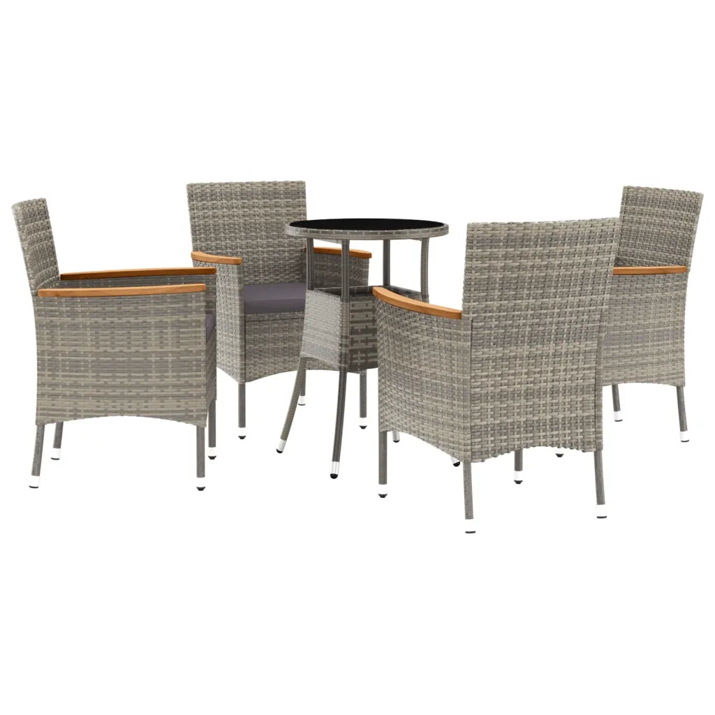 Set Bistrò da Giardino 5 pz con Cuscini in Polyrattan Grigio 3187425
