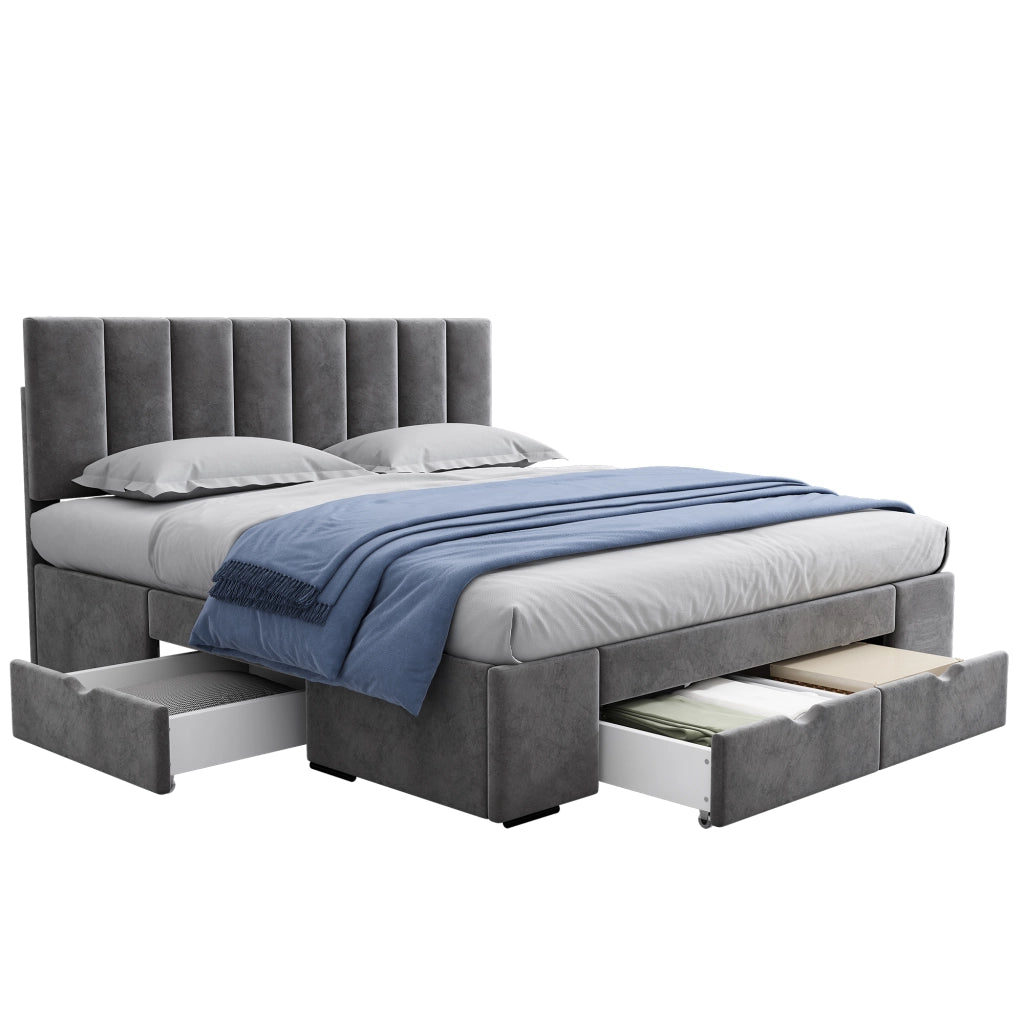 letto imbottito velluto grigio 162 x 203;5 cm