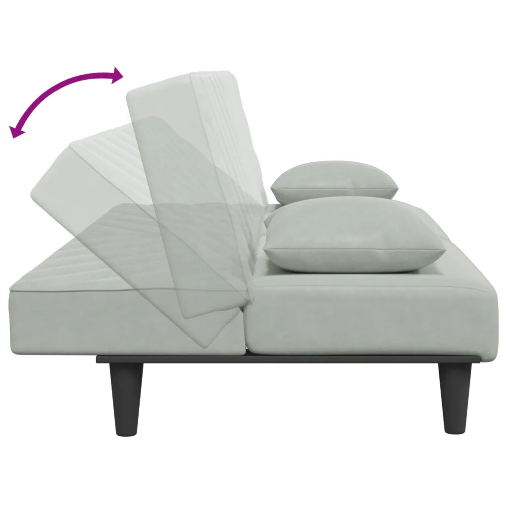 Set di Divani 2 pz con Cuscini Grigio Chiaro in Velluto