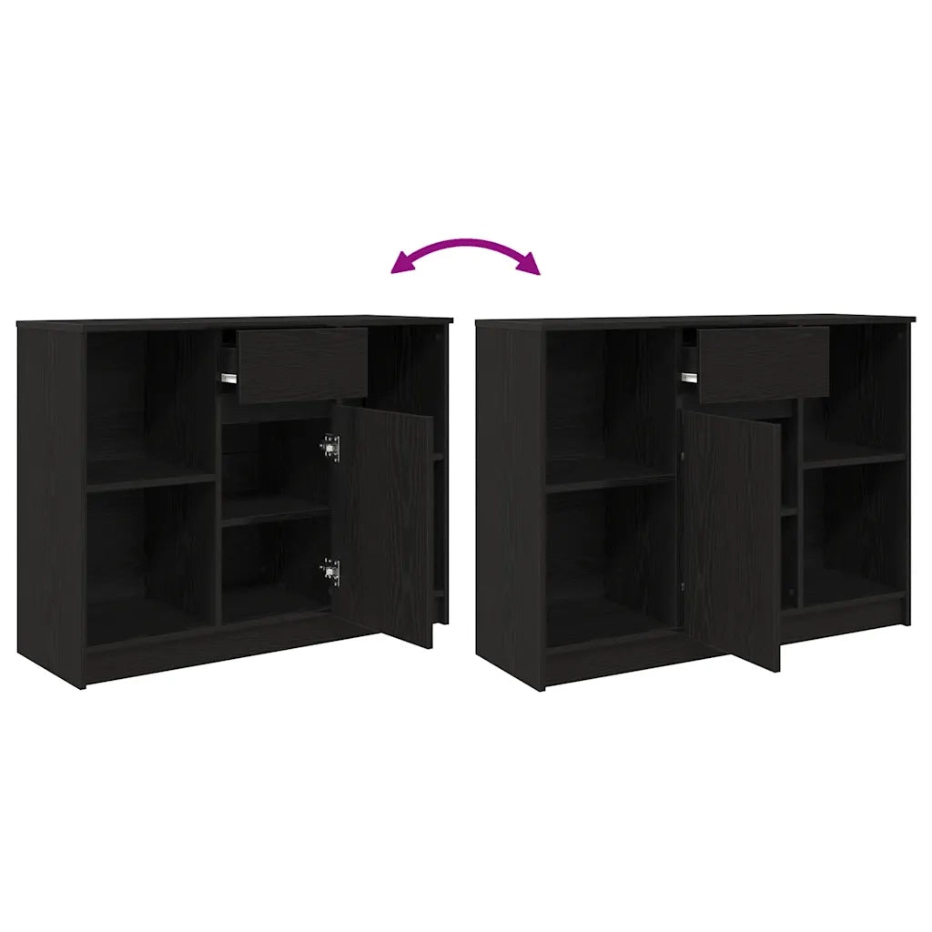 Credenza con Cassetto Rovere Nero 101x35x76cm Legno Multistrato 861563