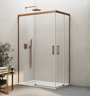 Box doccia angolare BASIC apertura al vertice 95x90 cm (90-95/85-90) rame vetro trasparente