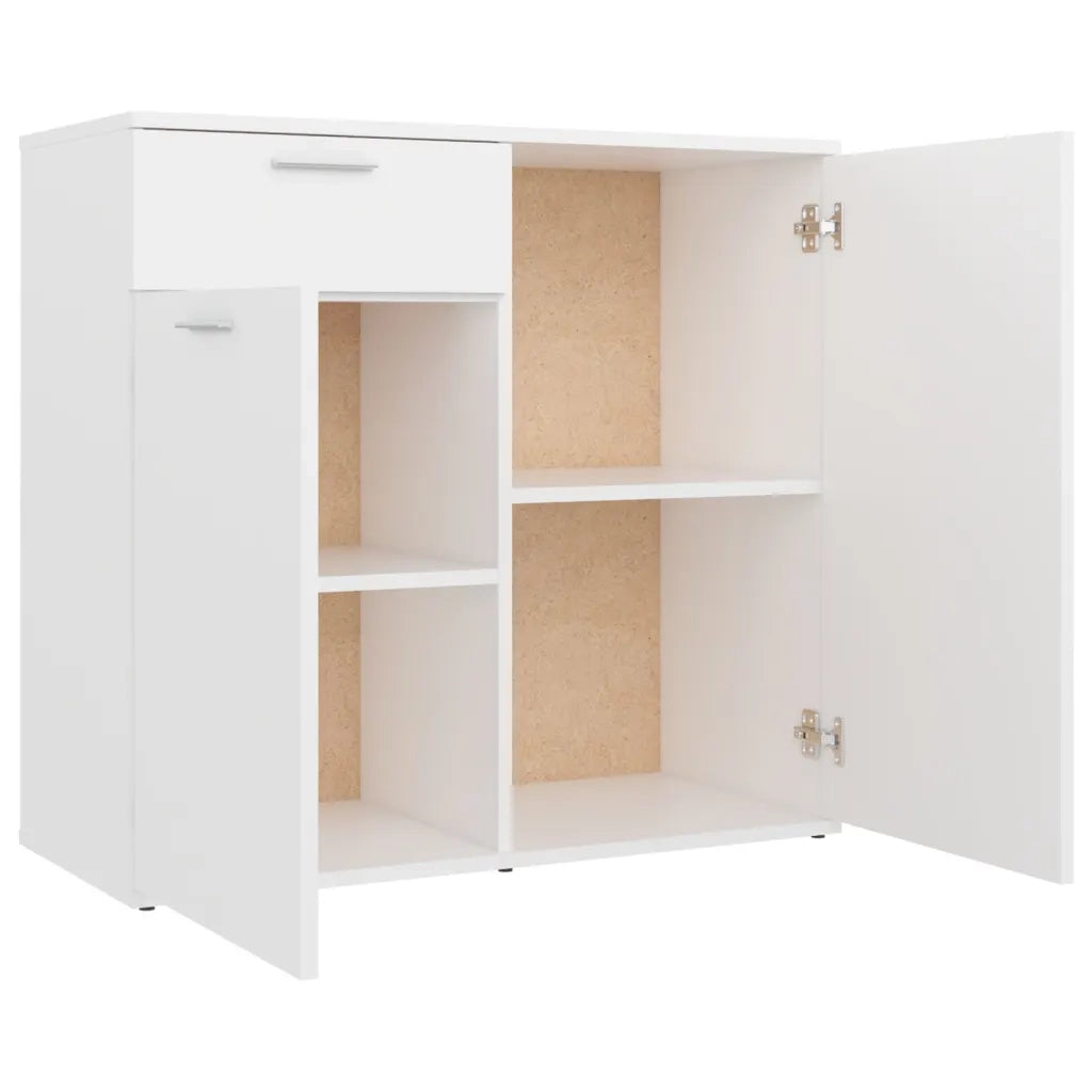 Credenza-Buffet-Armadio da cucina Bianca 80x36x75 cm in Legno Multistrato