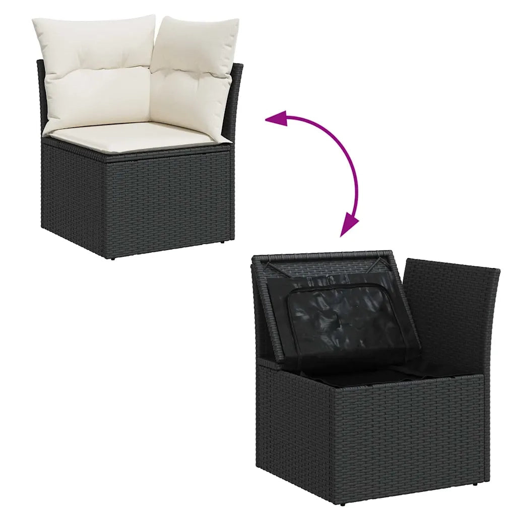 Set Divani da Giardino 5 pz | Set Salotto da Giardino con Cuscini in Polyrattan Nero