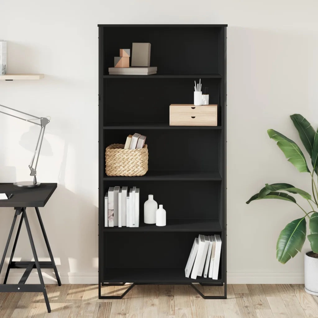 Libreria Nera 80x31x169 cm in Truciolato 3295312