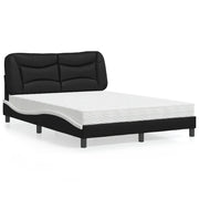 Letto con Materasso Hvar Nero e Bianco 140x200 cm in Similpelle