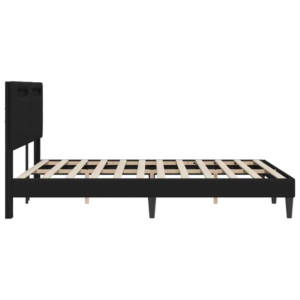 Letto matrimoniale | Letto per adulti | Struttura del letto con testiera Nero 160 x 200 cm Similpelle
