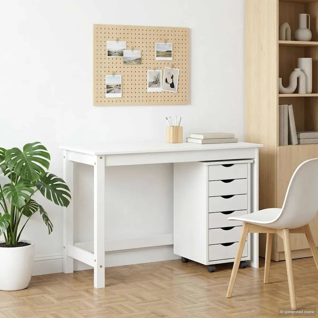 Set scrivania e mobiletto su ruote MOSS 2 pcs Bianco