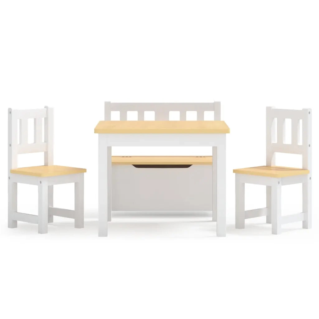 Set Tavolo e Sedie per Bambini 4 Pezzi Bianco e Beige in MDF CFW1184393