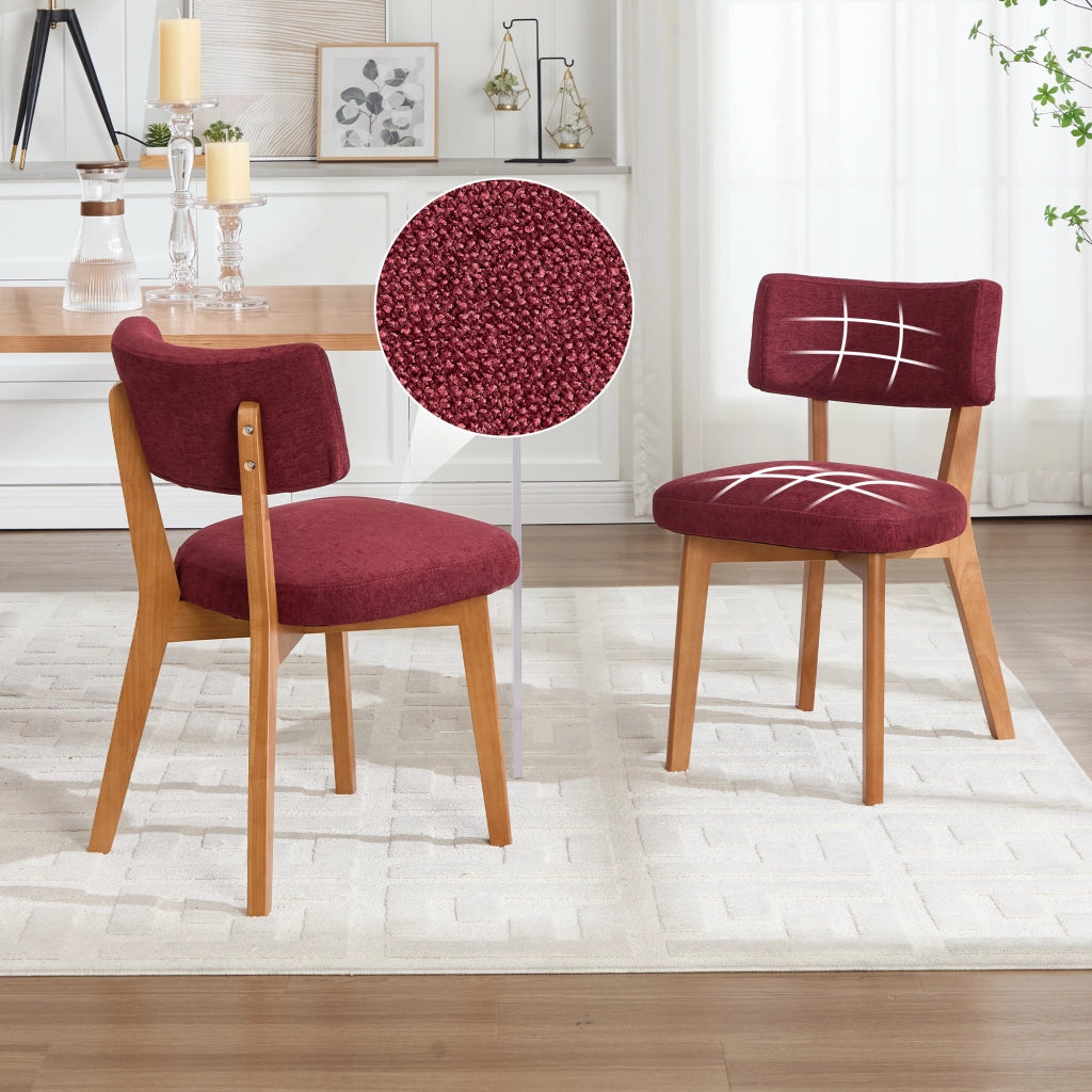 Set 2 Sedie da Pranzo Mid-Century ¨C MINIMAL ¨C Gambe in Legno Massello, Seduta Imbottita in Tessuto