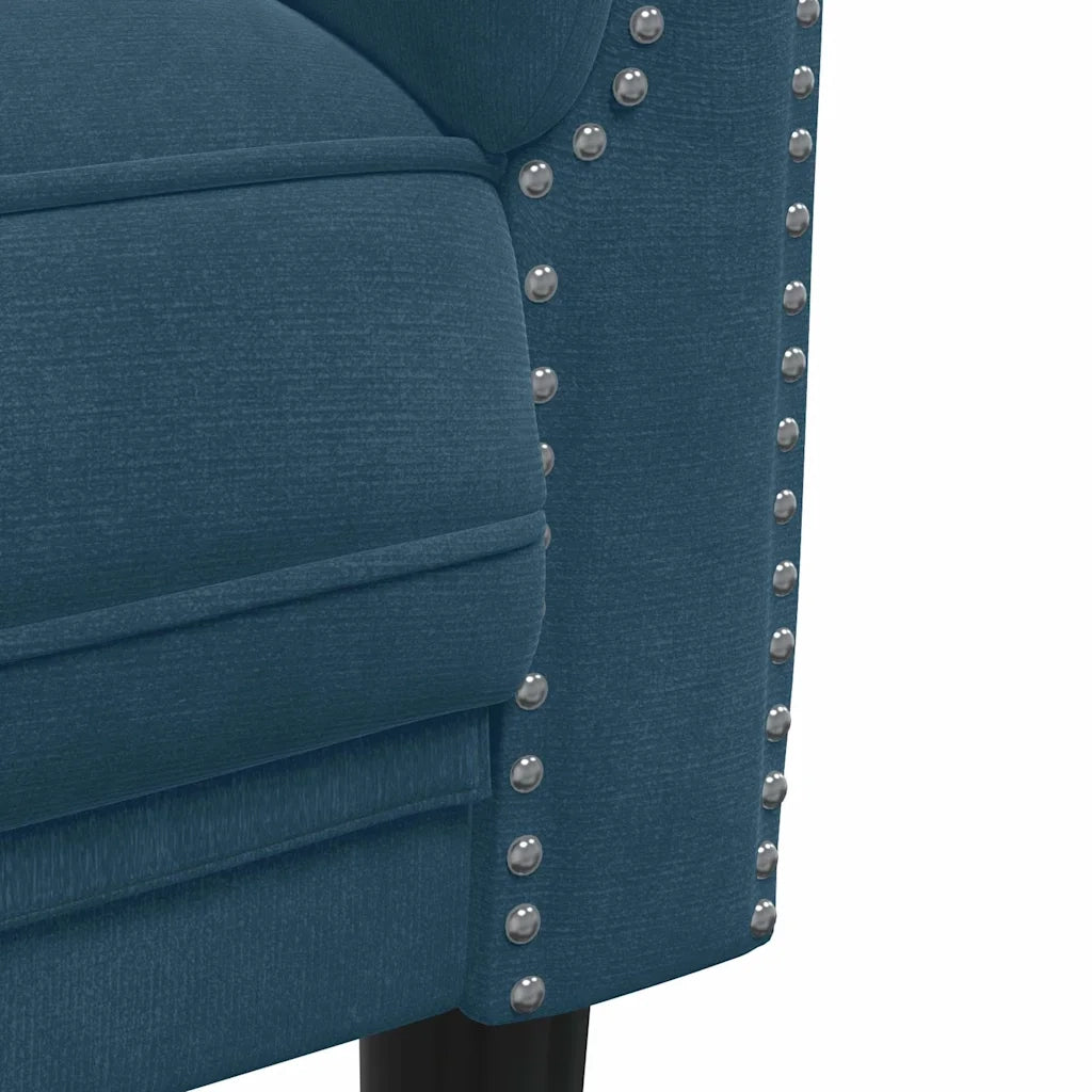 Divano a 2 Posti-Sofa 2 Posti Blu in Velluto