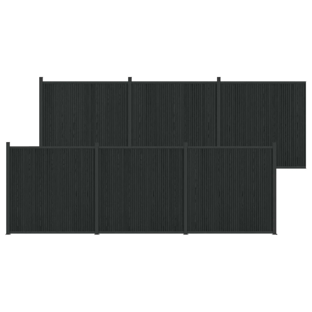 Pannello di Recinzione 6 pcs WPC e Alluminio Nero
