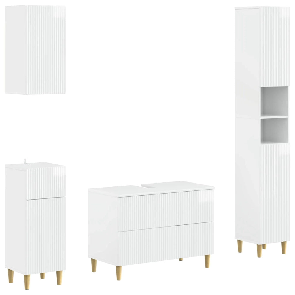 Set di Mobili da Bagno da 4 Pezzi ARNHEM Bianco Lucido 3417931