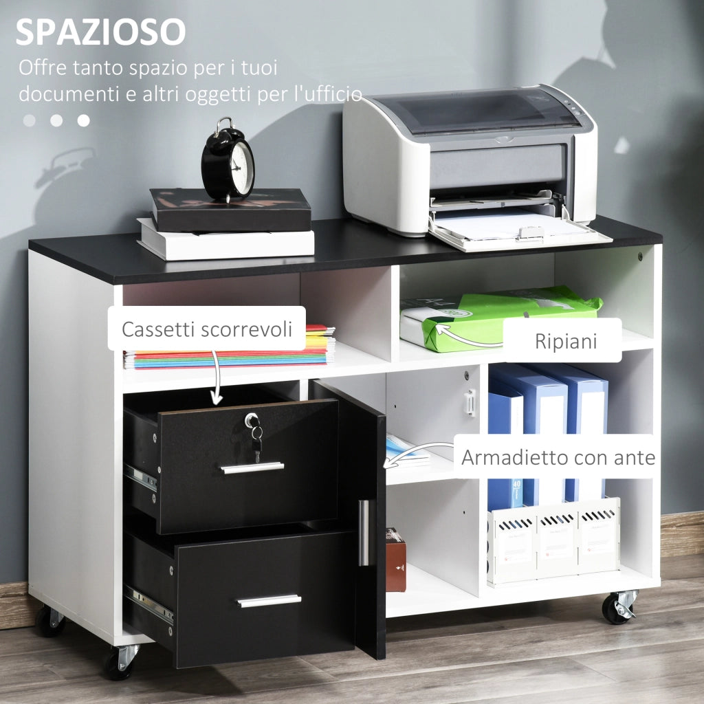 Scrivania Computer con Cassetti ¨C Xylo ¨C Nero e Bianco 100x35x65cm